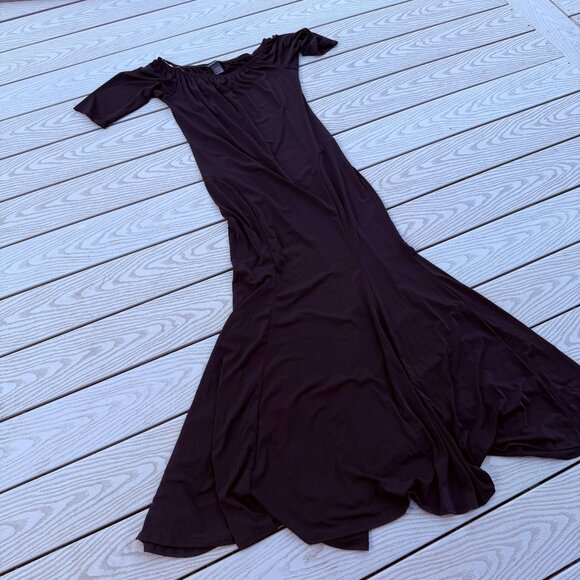 Ashely Stewart Maxi Dress Black 14/16 Peasant Full Length Elbow Length Sleeve - Picture 2 of 6
